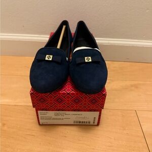 Tory Burch Navy Flats with Gold Accent
